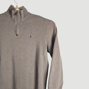 Polo Ralph Lauren Mens Quarter Zip Sweater Pullover Beige Cotton XL